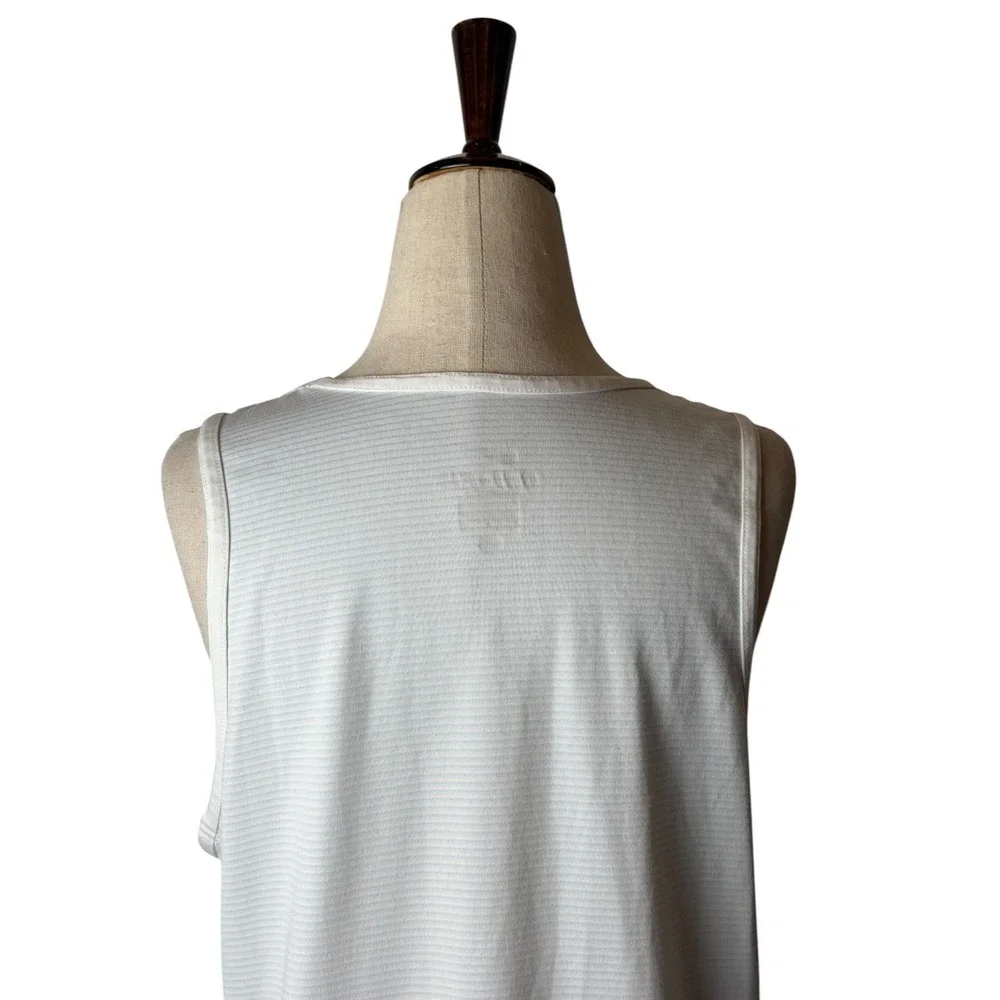 Nike Dri FIT Tank Top Women Small White Blue Stripe‎ Racerback Athletic Running